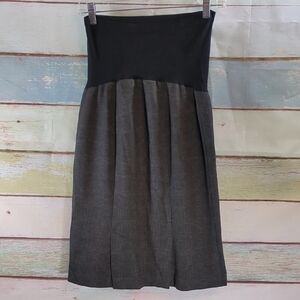 Black & Gray Pleated Midi Maternity Skirt